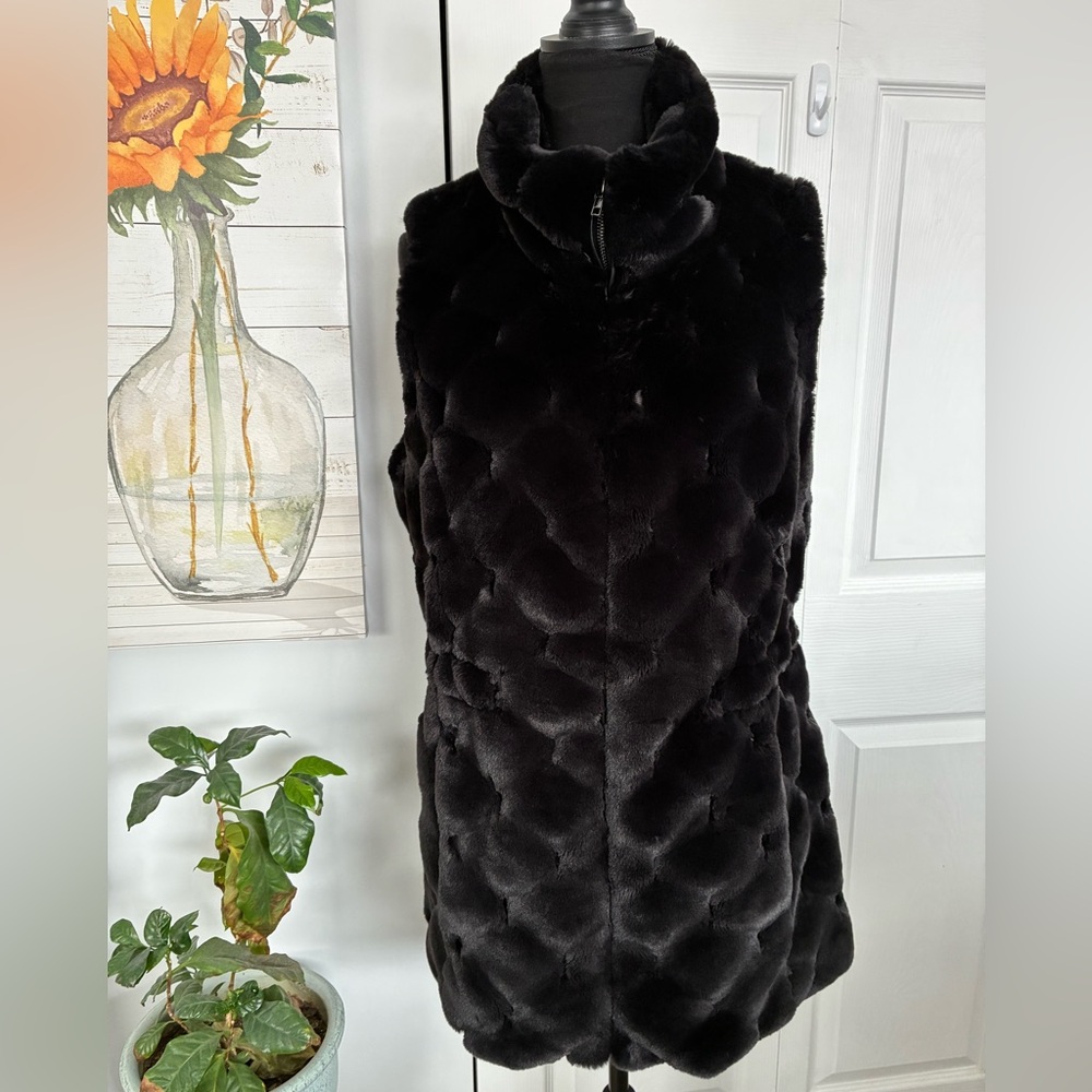 Black Faux Fur Vest